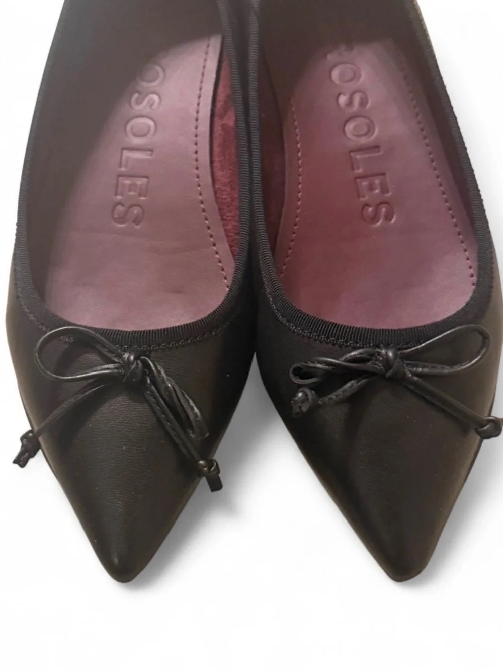 AEROSOLES Black Pointed Toe Bow Ballet Flats Size 6